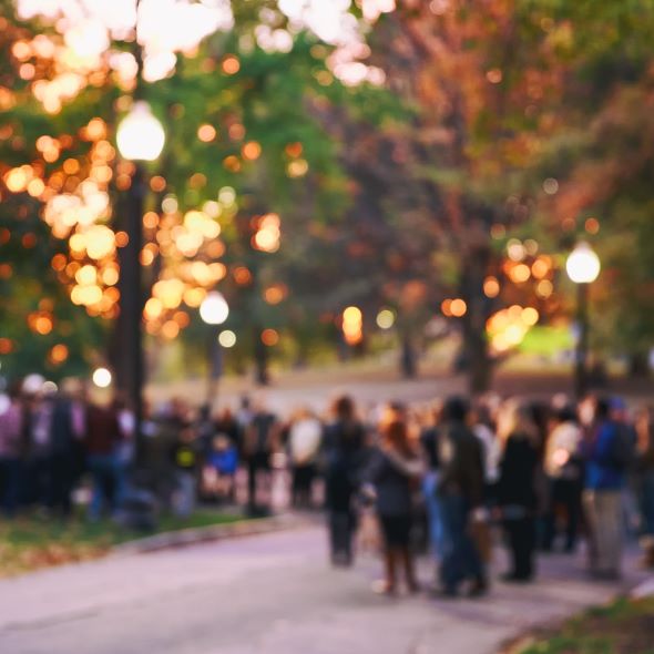 blurry crowd outside