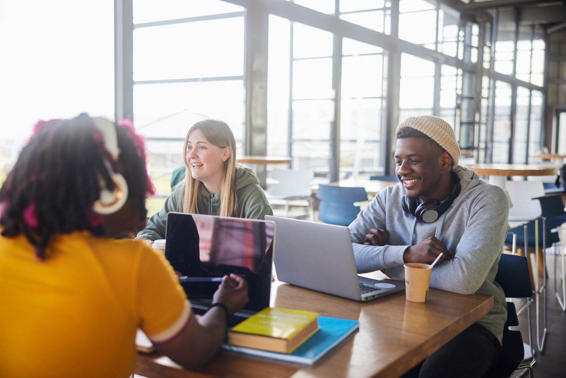 students hanging out in cafeteria